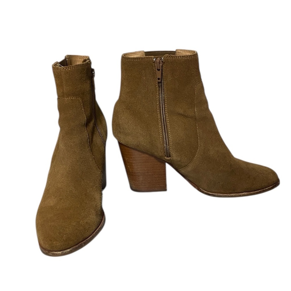 Soludos Tan Suede‎ Block Heel Ankle Boots – Size 8.5